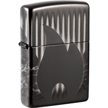 Zippo Classic 48738 — чёрная зажигалка с клеймом пламени